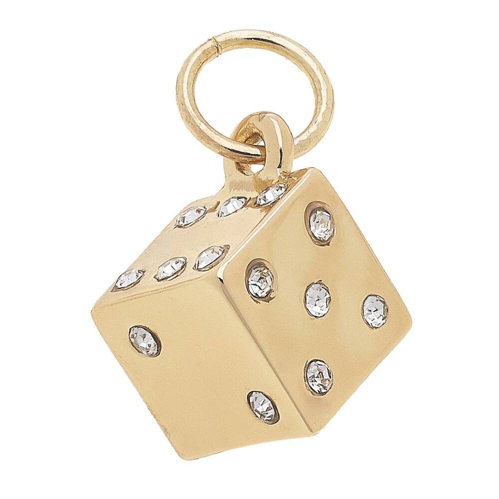 Pavé Dice Charm — 18K Gold Crystal